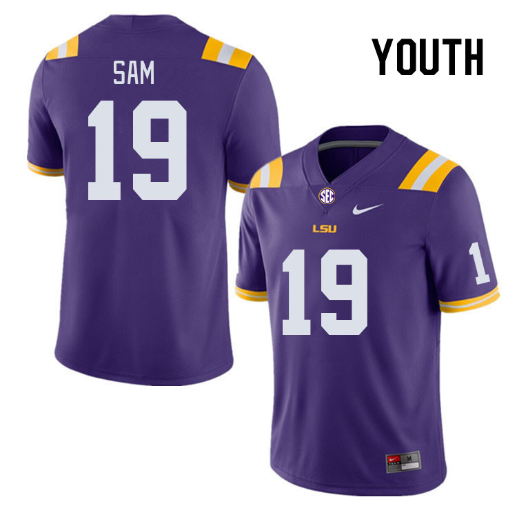 Youth #19 Andre Sam LSU Tigers College Football Jerseys Stitched Sale-Purple